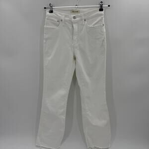MADEWELL Cali Demi Boot Cropped White Jean Womens Size 27 Mid Rise Stretch